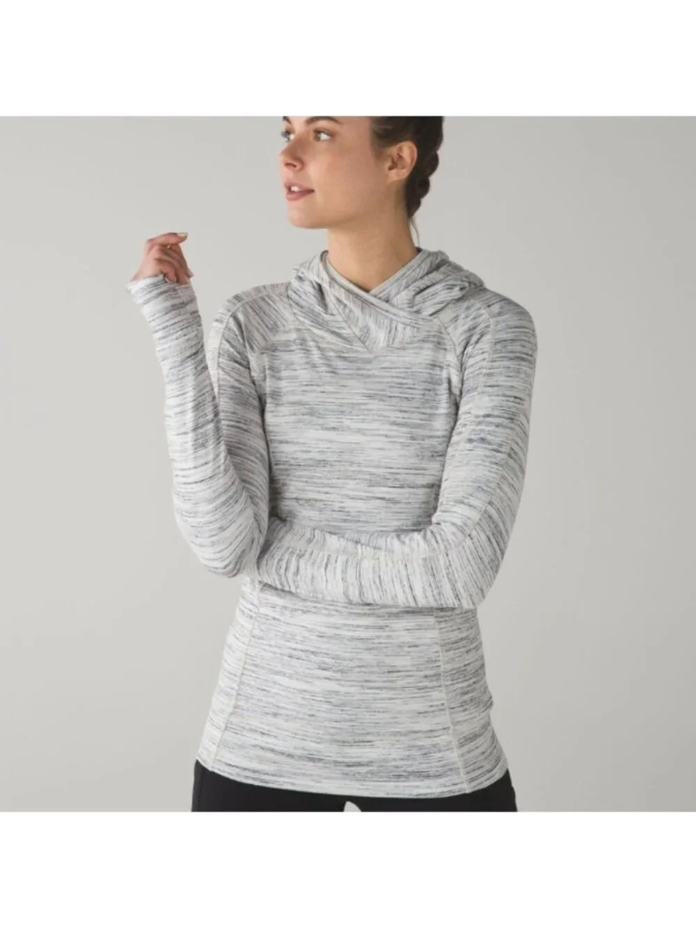 Lululemon Think Fast Hoodie Space Dye Camo White Multi / Silver Spoon